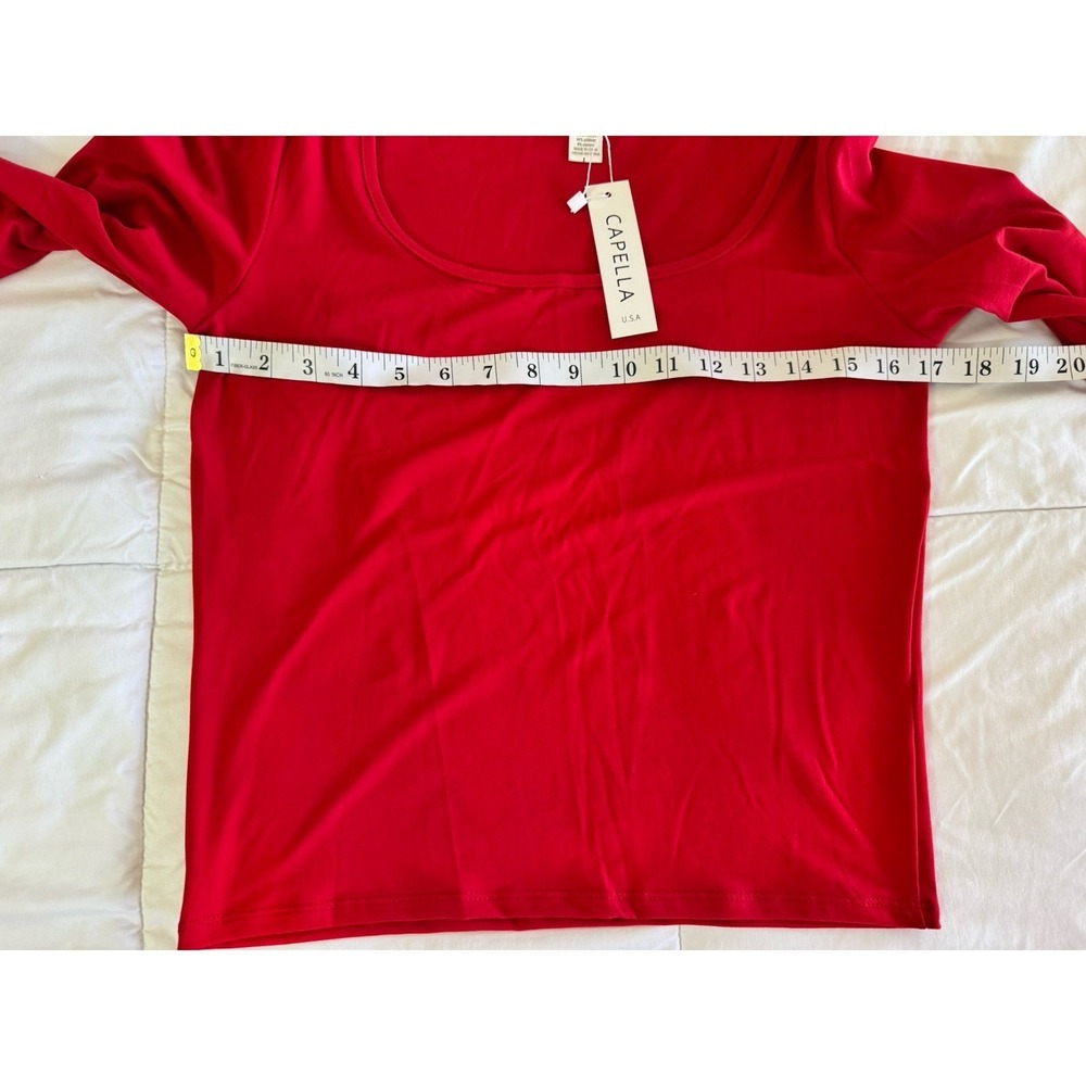New Capella Scoop Neck Long Sleeve Solid Soft Knit Top Size Large Red Stretchy - Picture 4 of 6